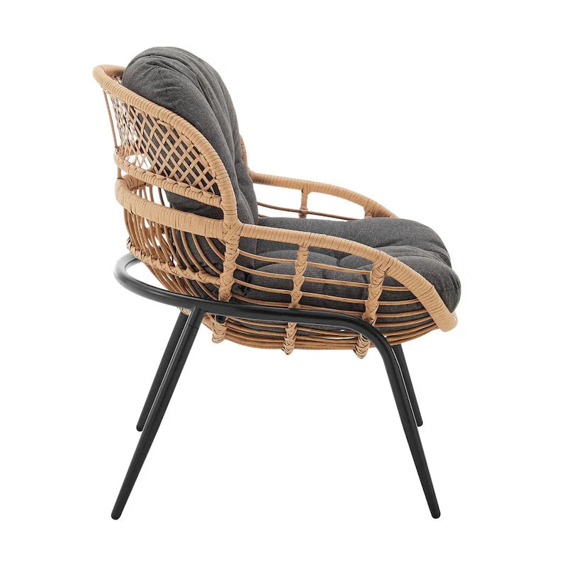 Manhattan Comfort Pine Modern 4-Piece Patio Conversation Set