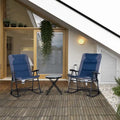 3 Piece Outdoor Patio Furniture Set w/ 2 Folding Padded Rocking Chairs