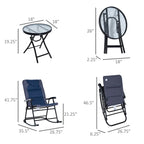 3 Piece Outdoor Patio Furniture Set w/ 2 Folding Padded Rocking Chairs
