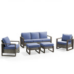 Gymojoy Patio High Back Sofa with Club Chair and Ottomans - Grey
