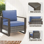 Gymojoy Patio High Back Sofa with Club Chair and Ottomans - Grey