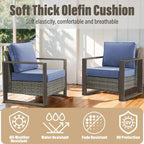 Gymojoy Patio High Back Sofa with Club Chair and Ottomans - Grey
