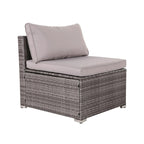 8-Piece Grey Outdoor Rattan Furniture Sets with 6 Sofas, 1 Coffee Table, Storage Box & Cushions
