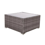 8-Piece Grey Outdoor Rattan Furniture Sets with 6 Sofas, 1 Coffee Table, Storage Box & Cushions