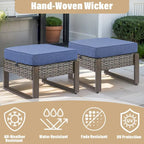 Gymojoy 3-Seat Outdoor Rattan Sofa Patio Sofa with Ottoman - Grey