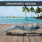 5 Adjustable Aluminum Textile Outdoor Patio Recliner Chairs in Gray, 2 Lounge Chairs and 1 Table - N/A