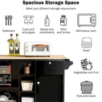 50.80 W Versatile Solid Wood Countertop Kitchen Island with Storage and Two Locking Wheels