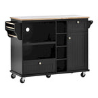 50.80 W Versatile Solid Wood Countertop Kitchen Island with Storage and Two Locking Wheels