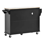 50.80 W Versatile Solid Wood Countertop Kitchen Island with Storage and Two Locking Wheels