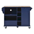 50.80 W Versatile Solid Wood Countertop Kitchen Island with Storage and Two Locking Wheels