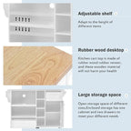50.80 W Versatile Solid Wood Countertop Kitchen Island with Storage and Two Locking Wheels