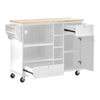 50.80 W Versatile Solid Wood Countertop Kitchen Island with Storage and Two Locking Wheels