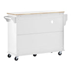 50.80 W Versatile Solid Wood Countertop Kitchen Island with Storage and Two Locking Wheels