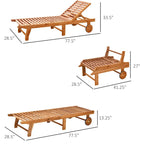 Outdoor Folding Chaise Lounge Chair Recliner with Wheels