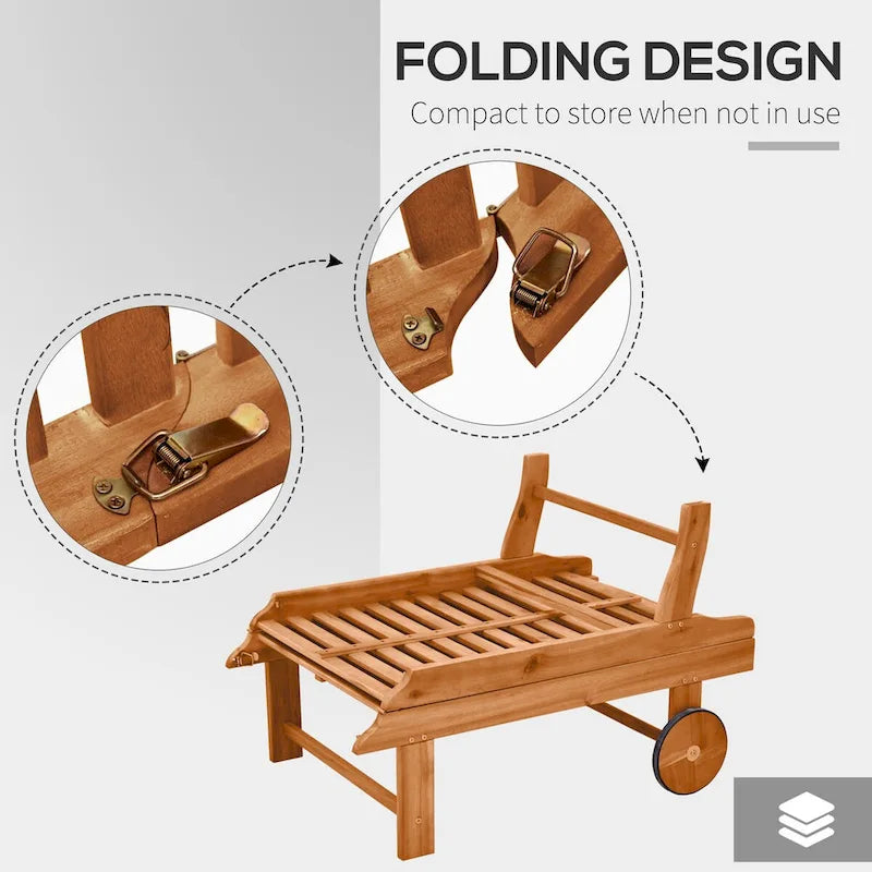 Outdoor Folding Chaise Lounge Chair Recliner with Wheels