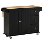 Mobile Wood Kitchen Island with Drawers and Towel Rack - N/A