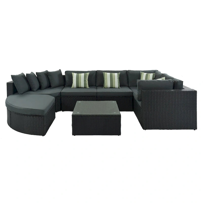 7-piece Outdoor Wicker Sofa Set, Rattan Conversation Sofa Sofa Lounger