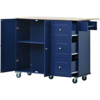 Rolling Kitchen Island with Solid Wood Top and Locking Wheels,Drop Leaf