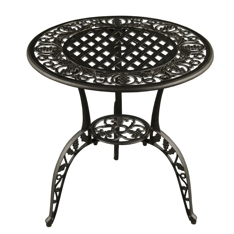 Grape Outdoor Patio Garden Aluminum 3 Piece Bistro Set in Sand Black