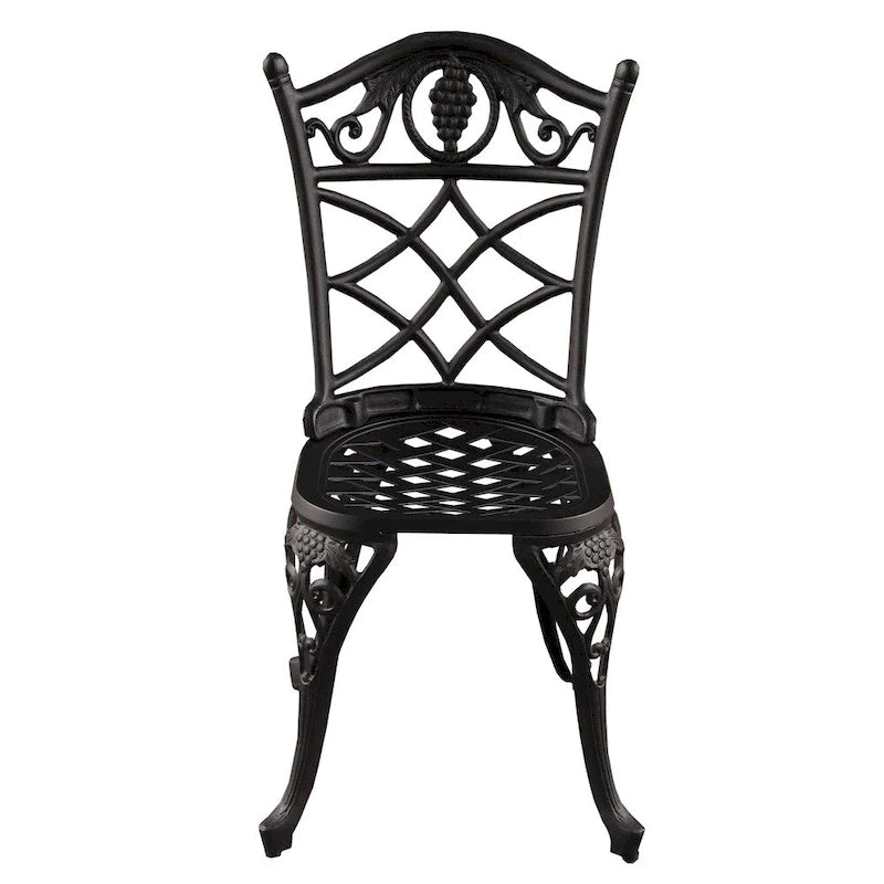 Grape Outdoor Patio Garden Aluminum 3 Piece Bistro Set in Sand Black