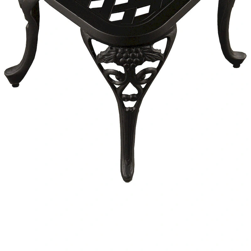 Grape Outdoor Patio Garden Aluminum 3 Piece Bistro Set in Sand Black