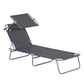 Outdoor Portable Lounge Chair, Adjustable Folding Chaise Lounge with Sun Shade