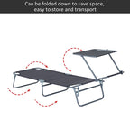 Outdoor Portable Lounge Chair, Adjustable Folding Chaise Lounge with Sun Shade