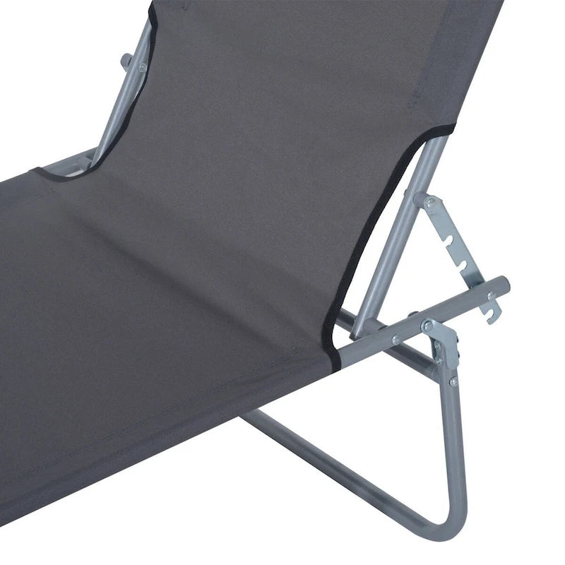 Outdoor Portable Lounge Chair, Adjustable Folding Chaise Lounge with Sun Shade