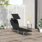 Outdoor Portable Lounge Chair, Adjustable Folding Chaise Lounge with Sun Shade