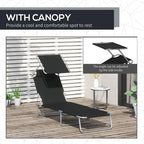 Outdoor Portable Lounge Chair, Adjustable Folding Chaise Lounge with Sun Shade