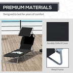 Outdoor Portable Lounge Chair, Adjustable Folding Chaise Lounge with Sun Shade