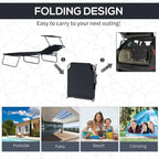 Outdoor Portable Lounge Chair, Adjustable Folding Chaise Lounge with Sun Shade