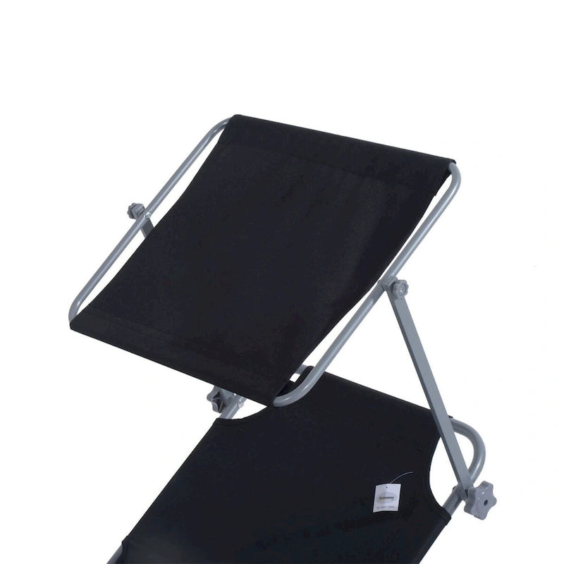 Outdoor Portable Lounge Chair, Adjustable Folding Chaise Lounge with Sun Shade