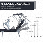 Outdoor Portable Lounge Chair, Adjustable Folding Chaise Lounge with Sun Shade