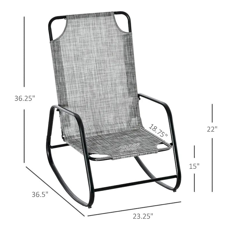 Outdoor Garden Fabric Rocking Chair with Steel Frame