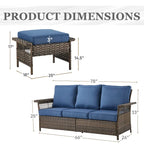 Outdoor Sectional Sofa Set Ottoman - Brown