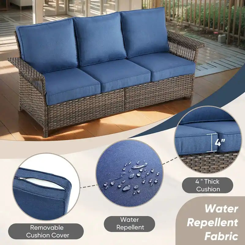 Outdoor Sectional Sofa Set Ottoman - Brown