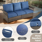 Outdoor Sectional Sofa Set Ottoman - Brown