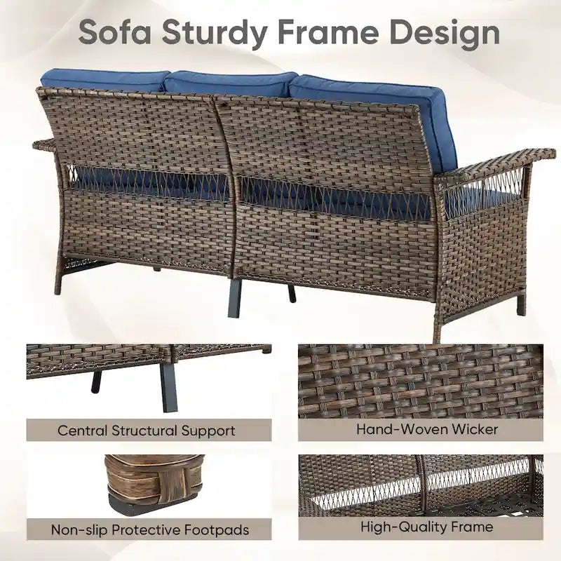 Outdoor Sectional Sofa Set Ottoman - Brown