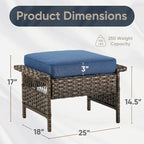Outdoor Sectional Sofa Set Ottoman - Brown
