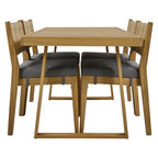 5-Piece Outdoor Acacia Wood Dining Table and Chair Set, Thick Cushions