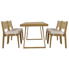 5-Piece Outdoor Acacia Wood Dining Table and Chair Set, Thick Cushions