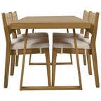 5-Piece Outdoor Acacia Wood Dining Table and Chair Set, Thick Cushions