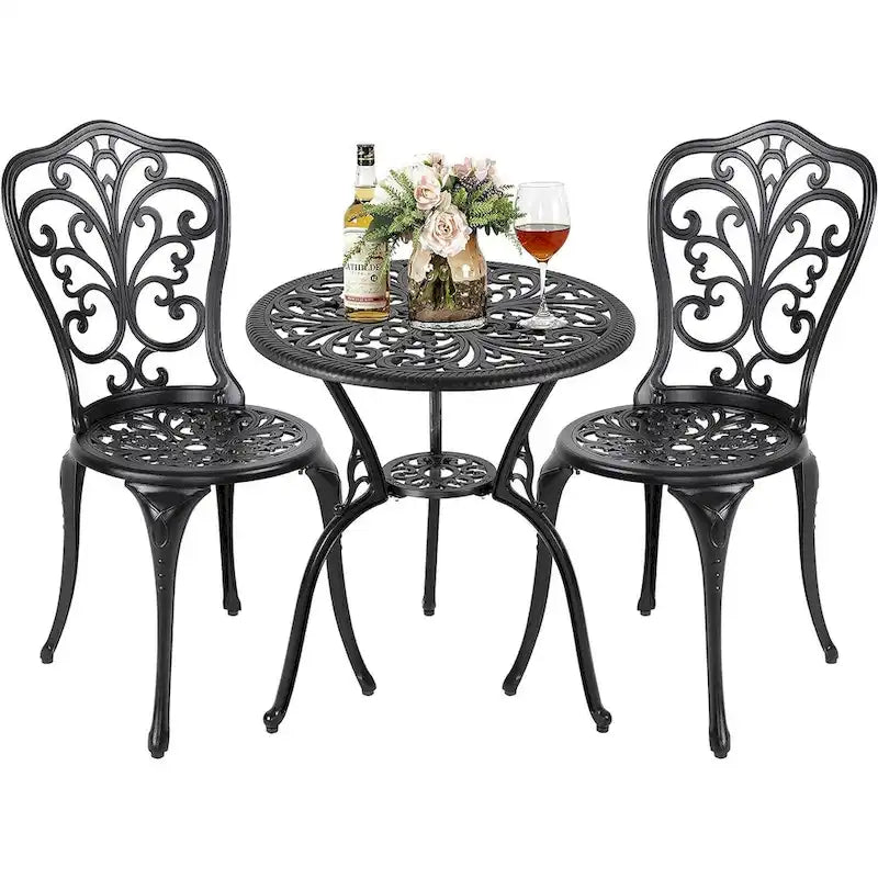 Outdoor Bistro Table Set, All Weather Cast Aluminum Patio Sets