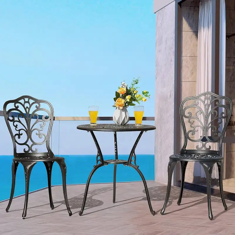 Outdoor Bistro Table Set, All Weather Cast Aluminum Patio Sets