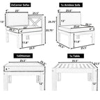 Natural Natural Acacia Wood 5-Piece Outdoor Sectional Sofa Set with Water-resistant Fabric
