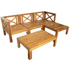 Natural Natural Acacia Wood 5-Piece Outdoor Sectional Sofa Set with Water-resistant Fabric