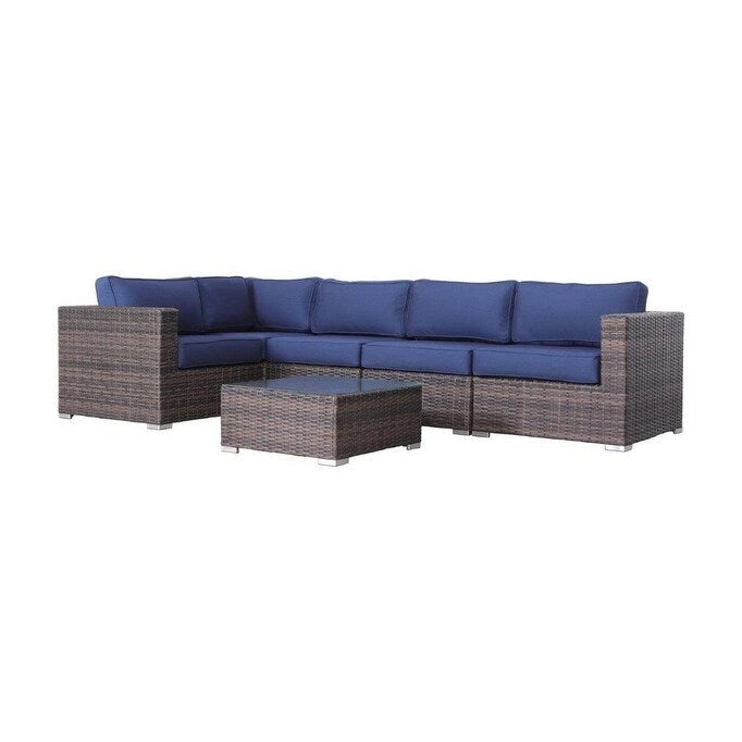 LSI 6 Piece Sectional Seating Group With Sunbrella Navy blue Cushion