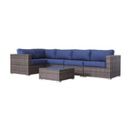 LSI 6 Piece Sectional Seating Group With Sunbrella Navy blue Cushion