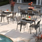 Oxford Garden Eiland 63-inch Powder Coat Carbon Rectangular Dining Table
